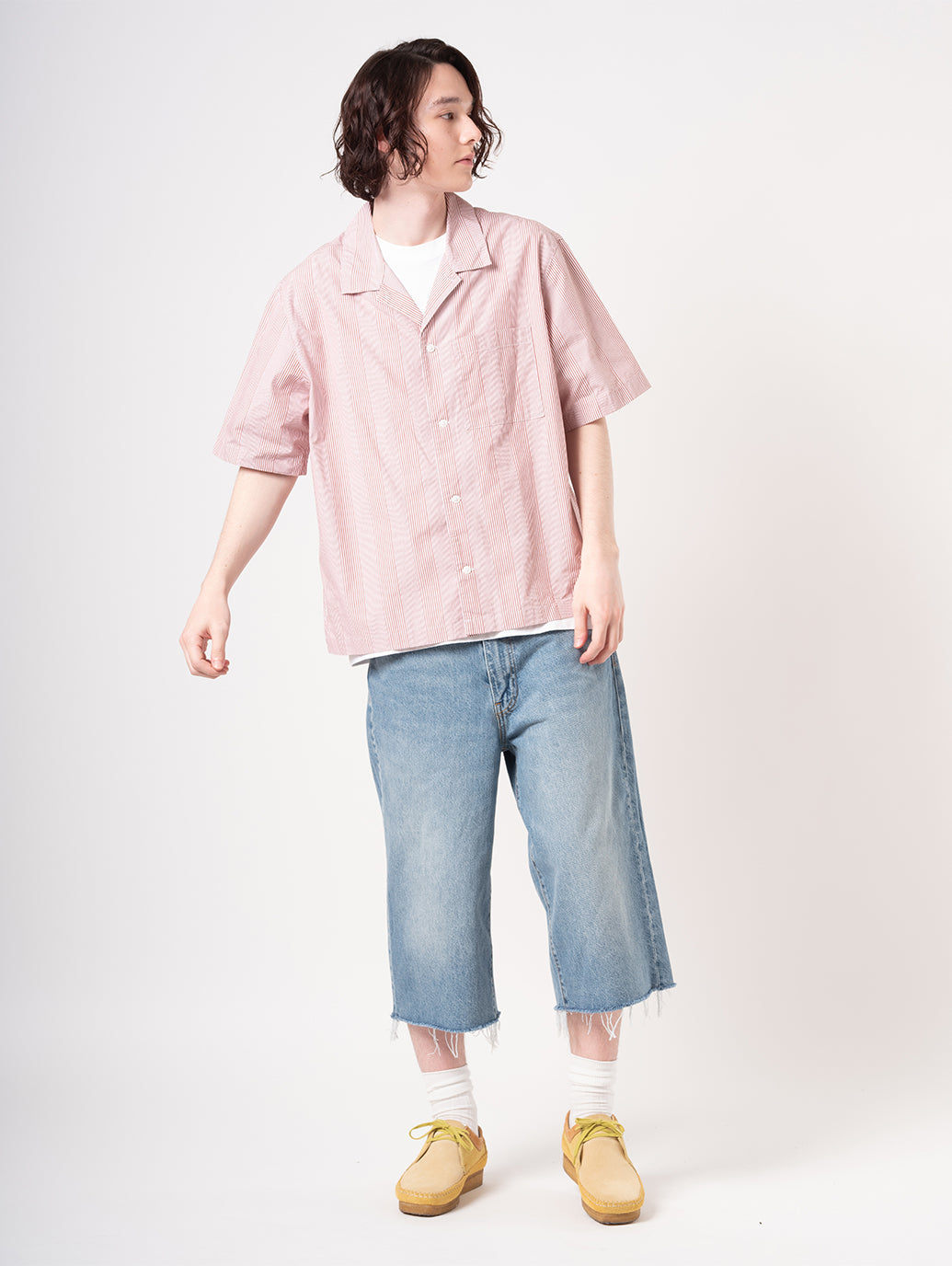 オープンカラー ボックスシャツ