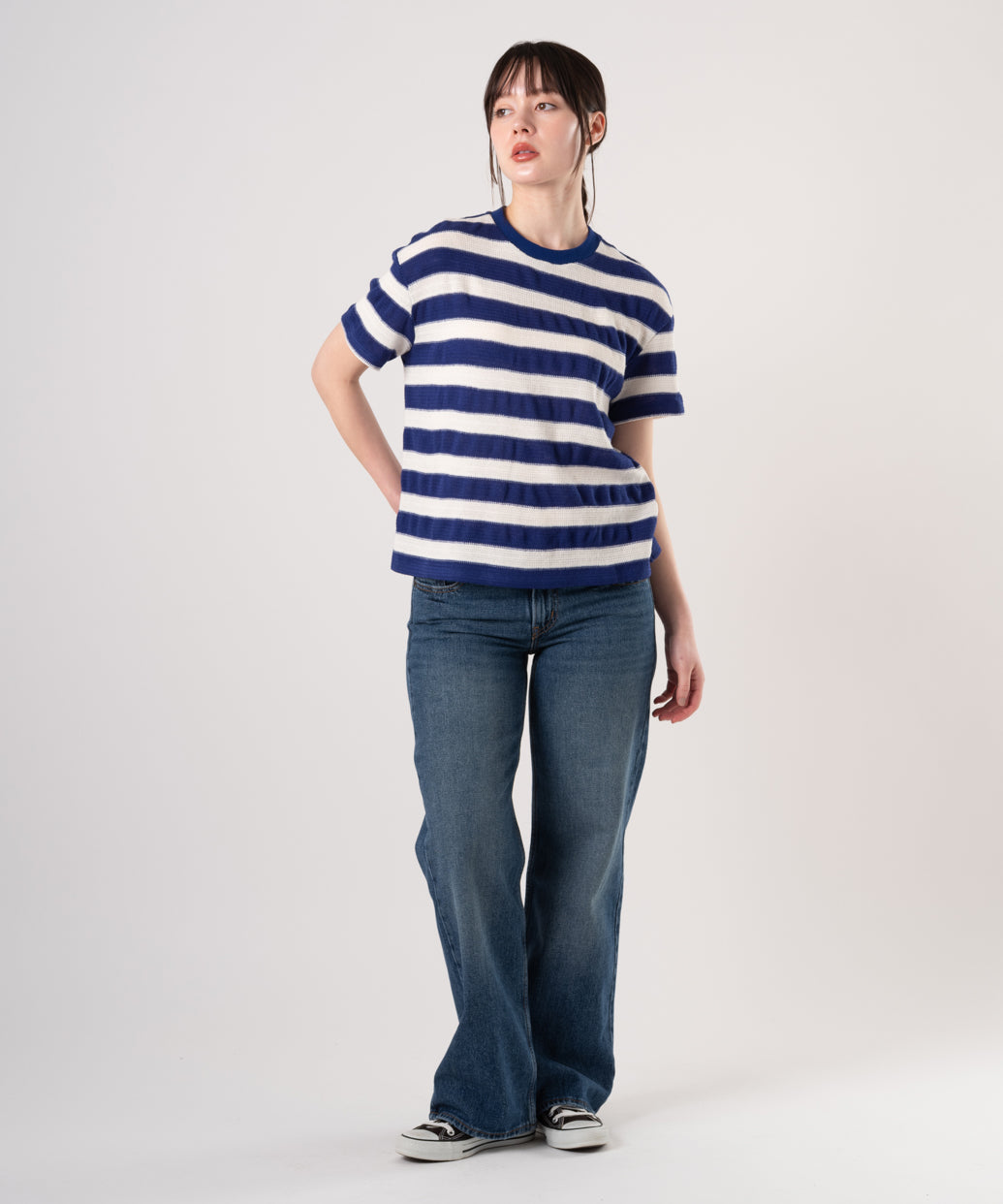 ストライプ ニットTシャツ