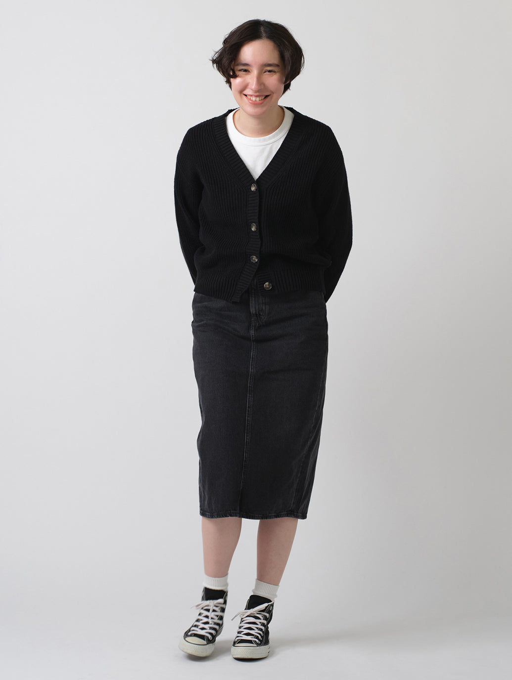 バックスリット デニム スカート ブラック