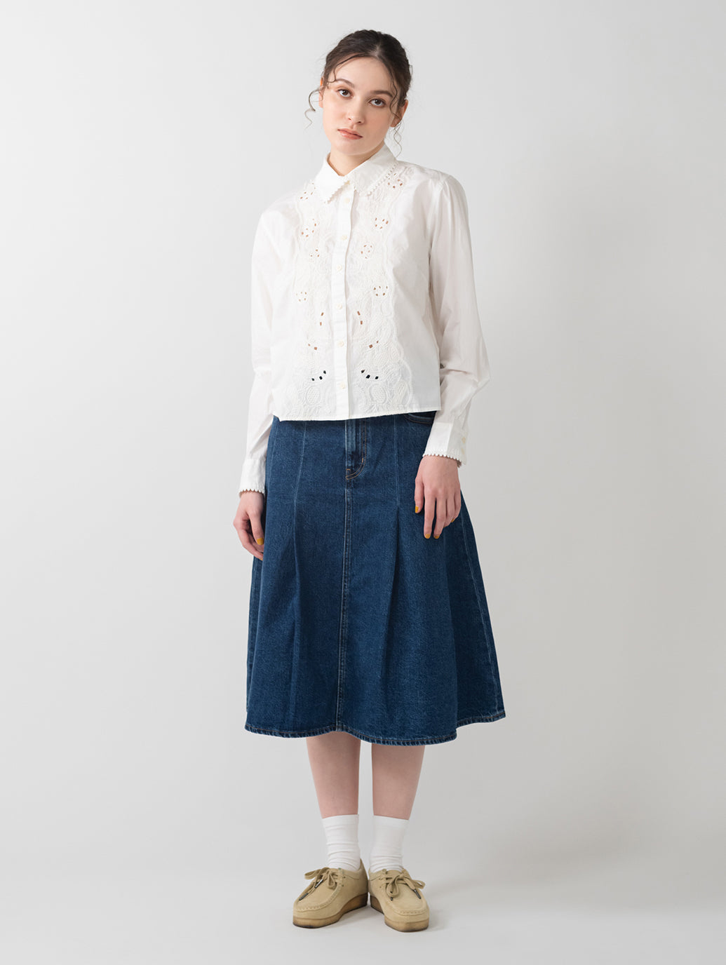 PLEATED ミニスカート ダークインディゴ