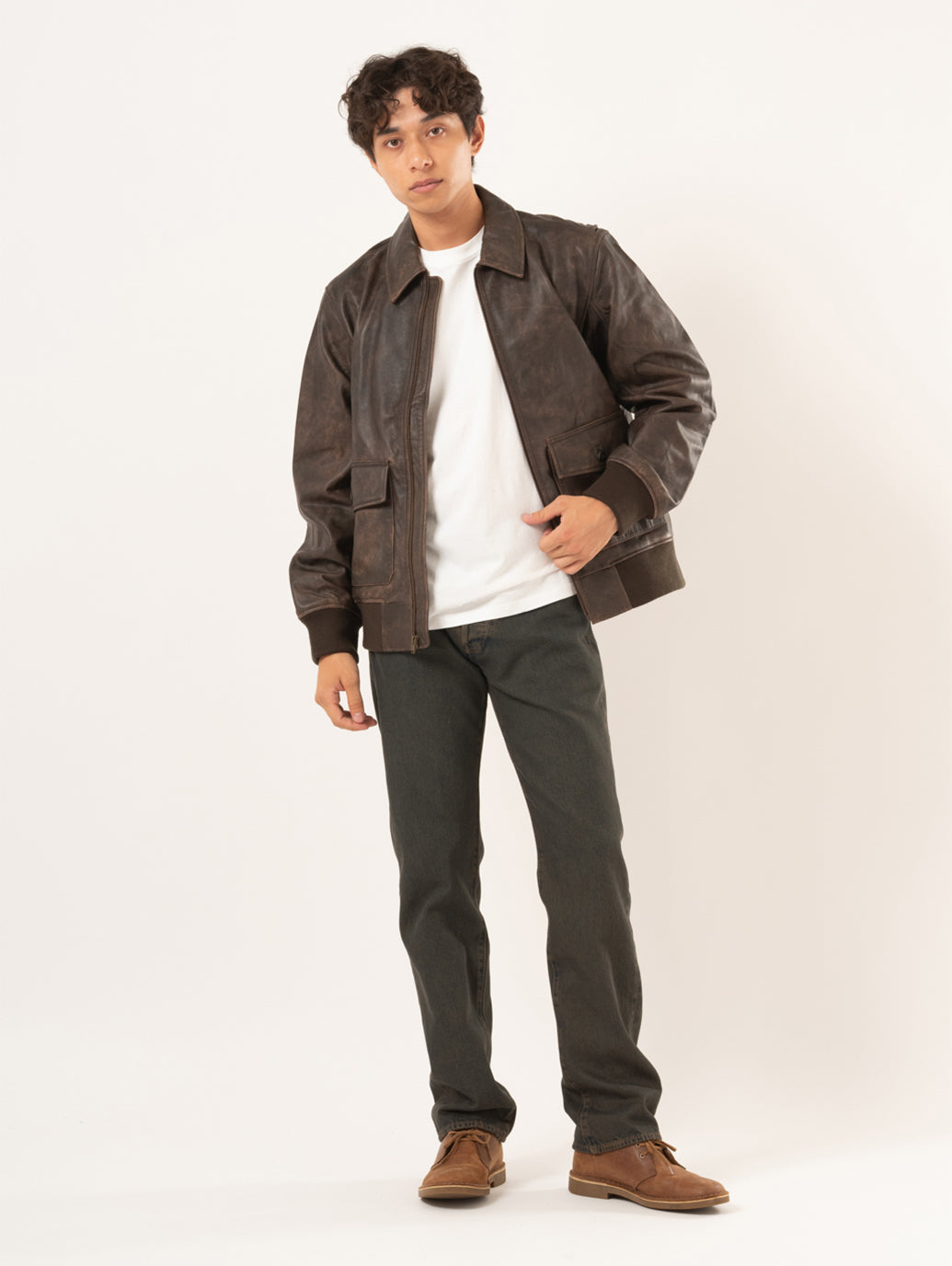 LEVI'S® LEATHER COLLECTION CLAYTON LEATHER AVIATOR JACKET