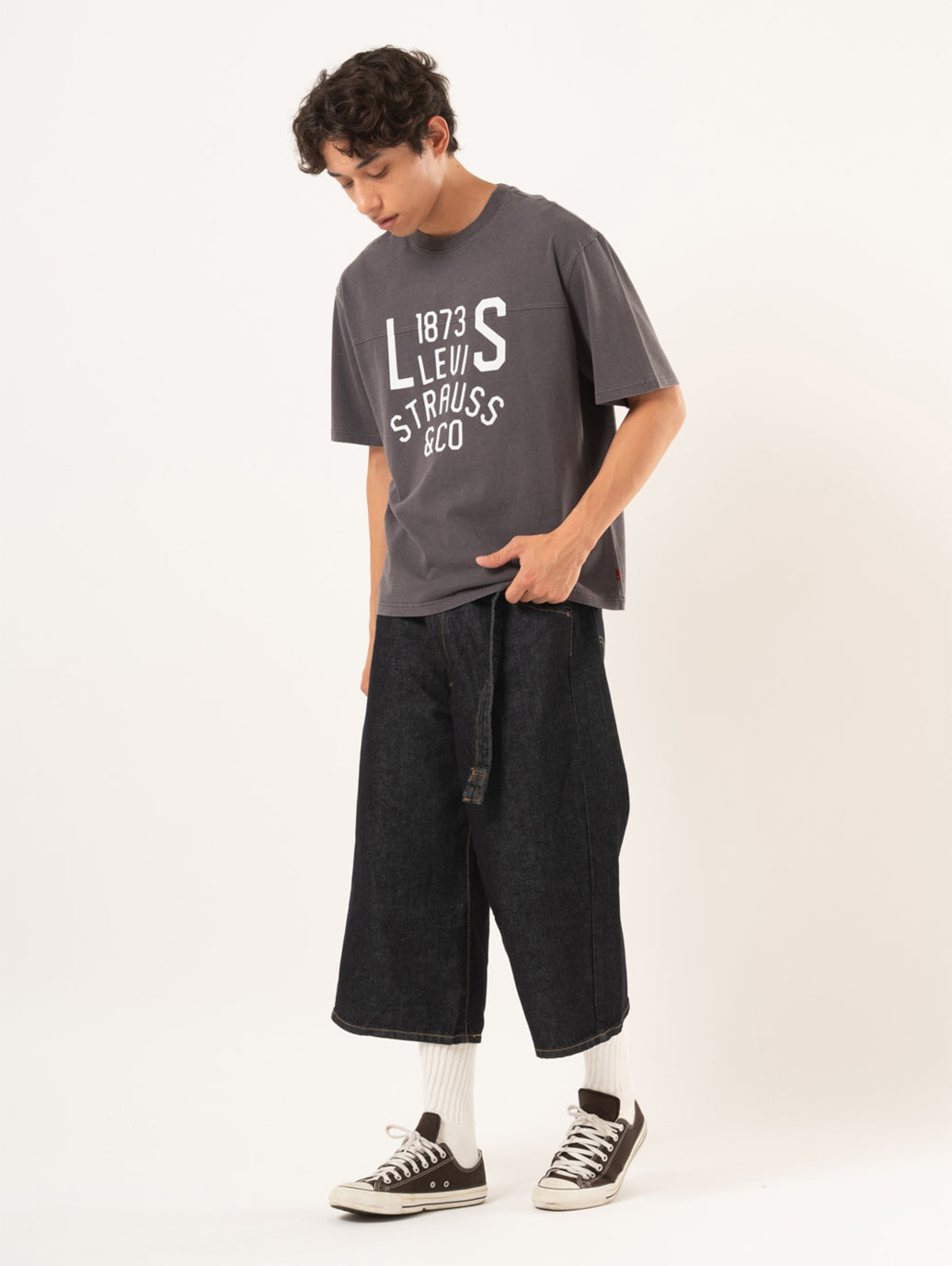 TWISTED BAGGY ジーンズ カプリ ダークインディゴ