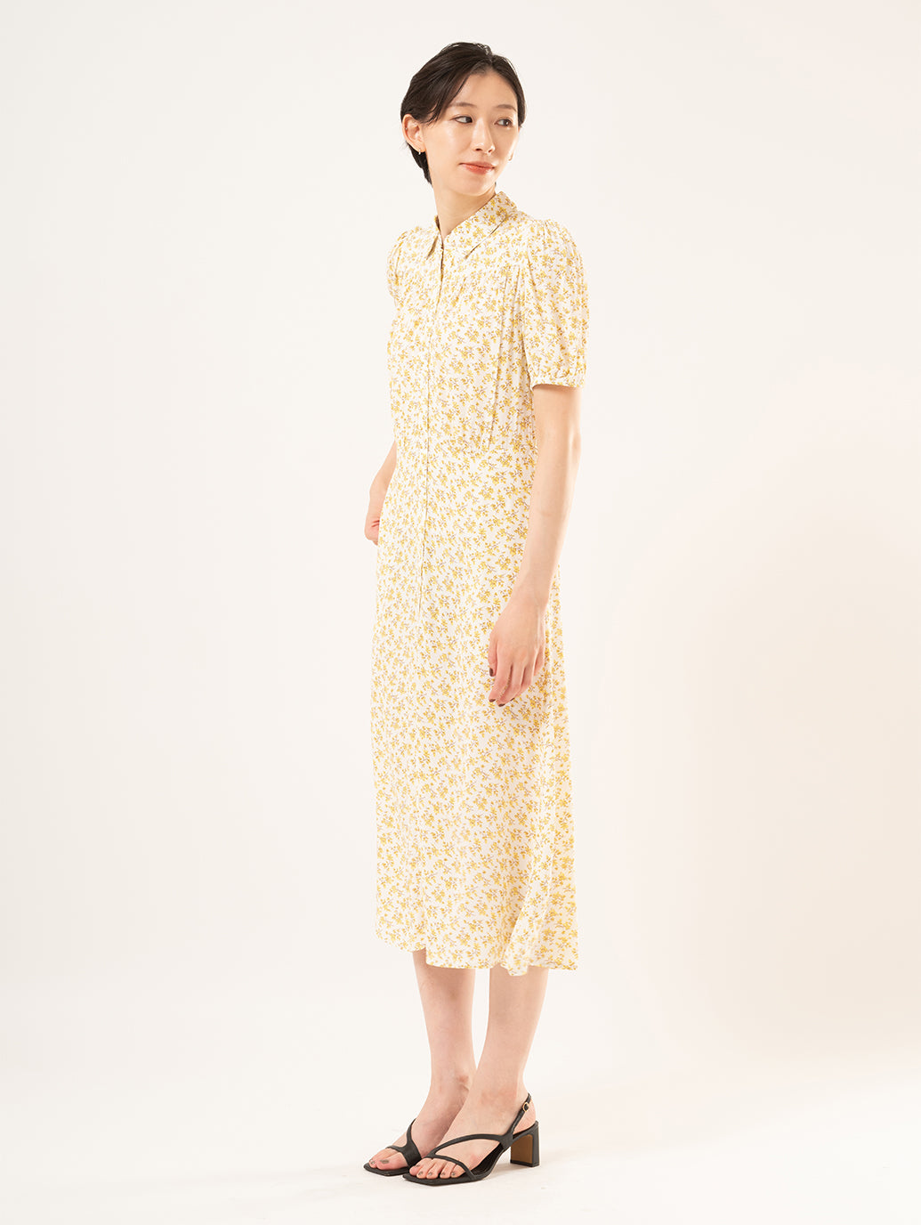 Rosa ショートスリーブ ミディカラー ドレス