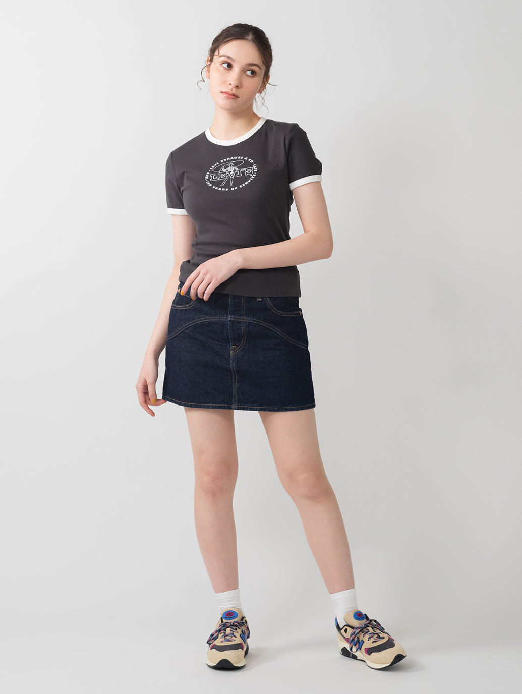 ICON デニム スカート ダークインディゴ