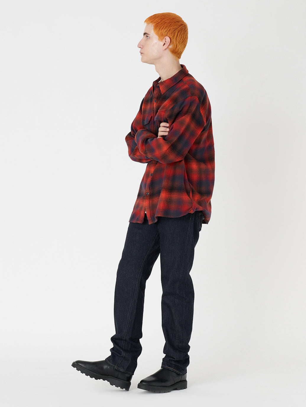 JACKSON ワーカーシャツ レッド JONTY PLAID