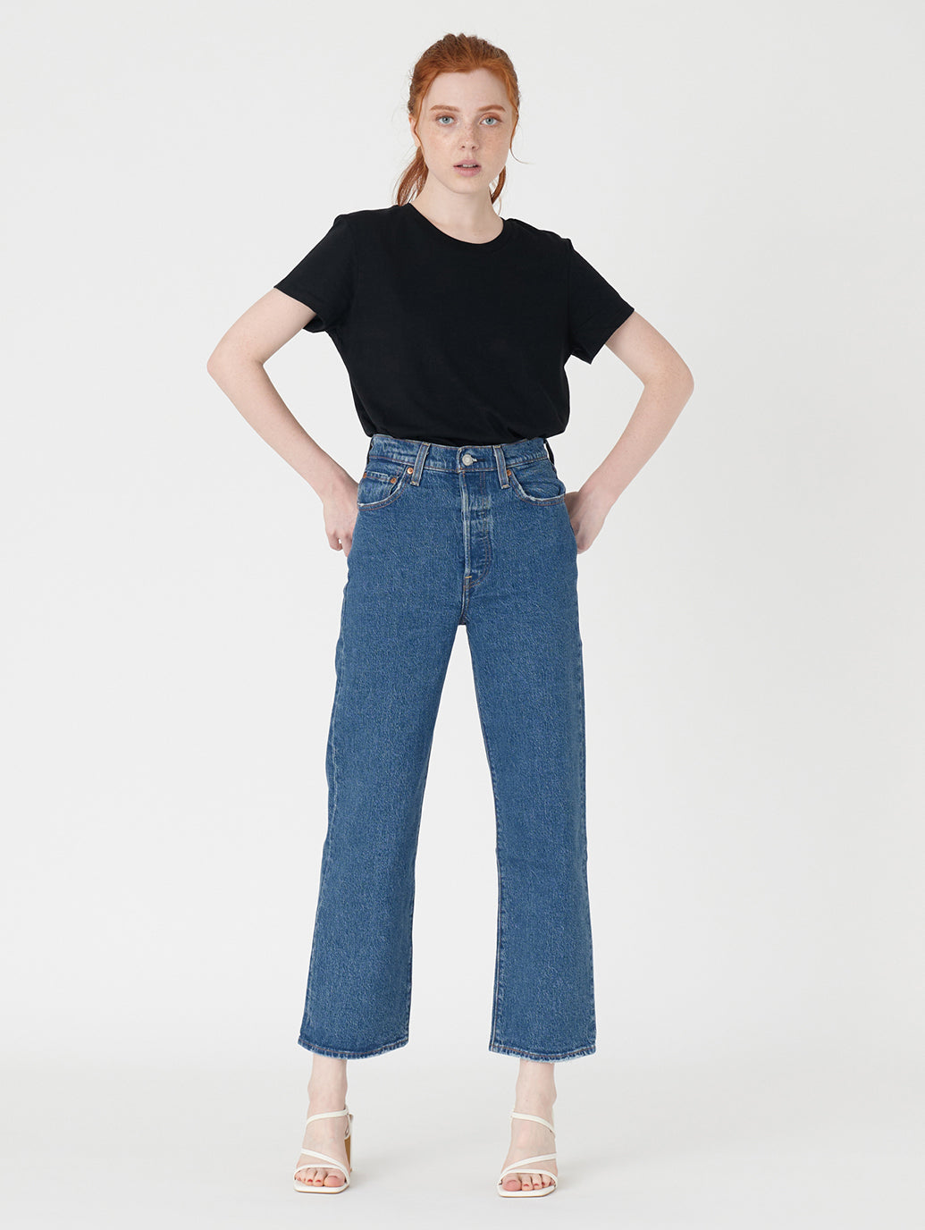 RIBCAGE ストレートジーンズ ミディアムインディゴ