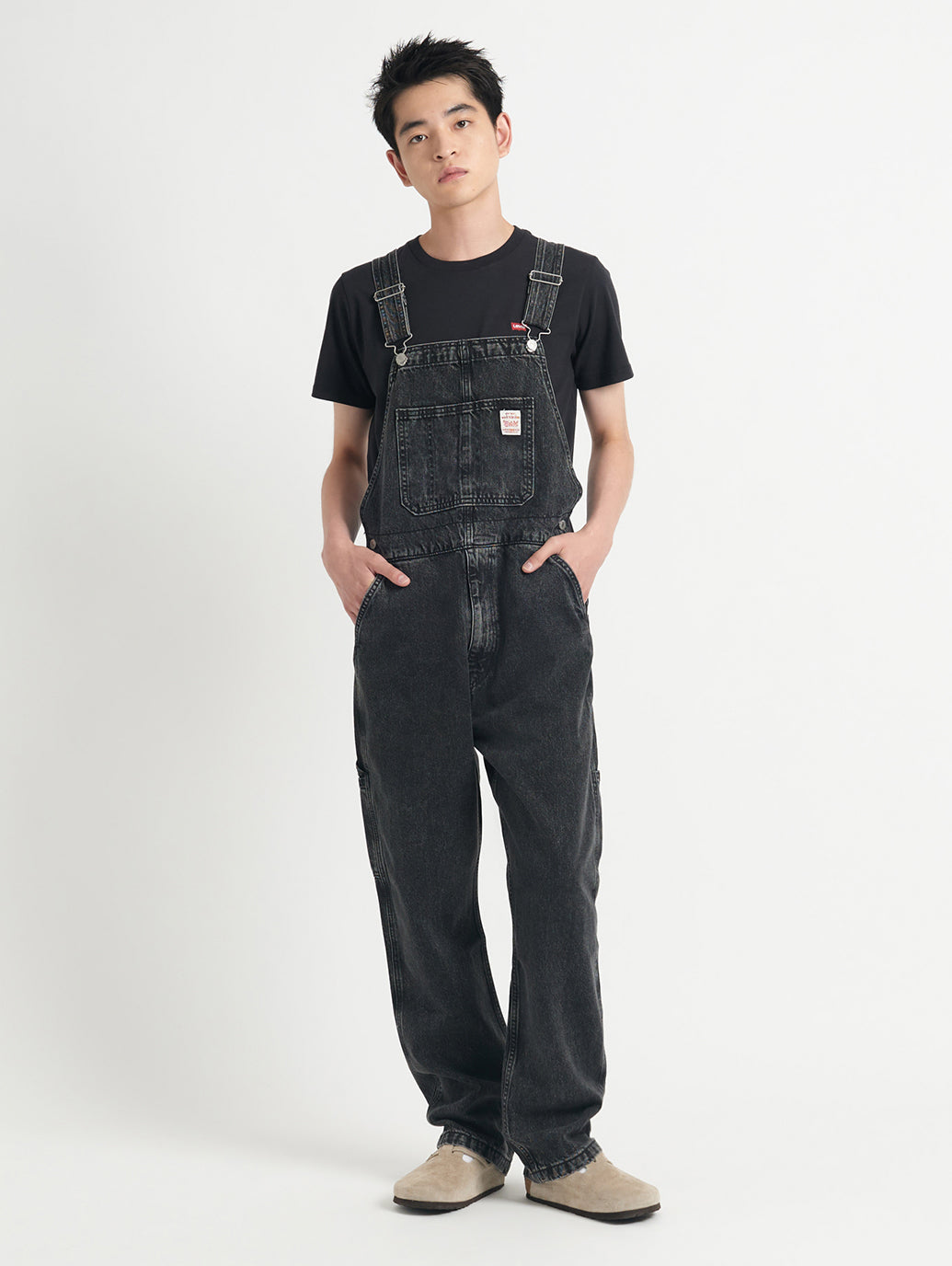 オーバーオール ブラック DARKLY WASH OVERALL