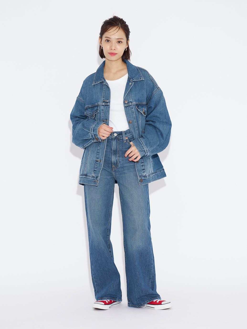 XL WOMEN'Sトラッカージャケット ミディアムインディゴ WORN IN