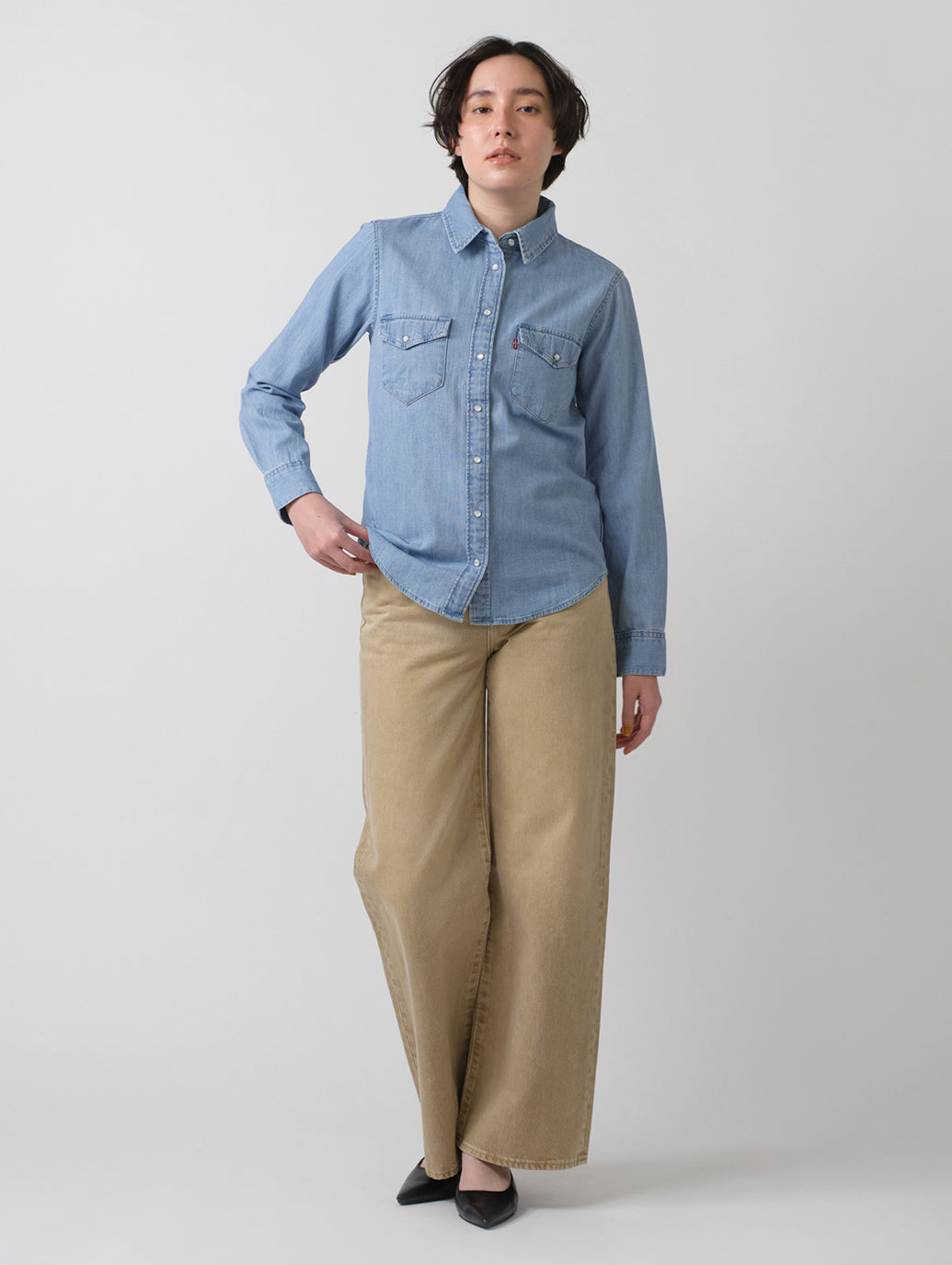 RIBCAGE WIDE LEG ジーンズ ベージュ