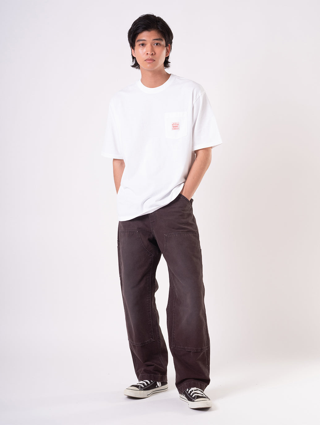 568™ ルーズストレート ダブルニー ブラック