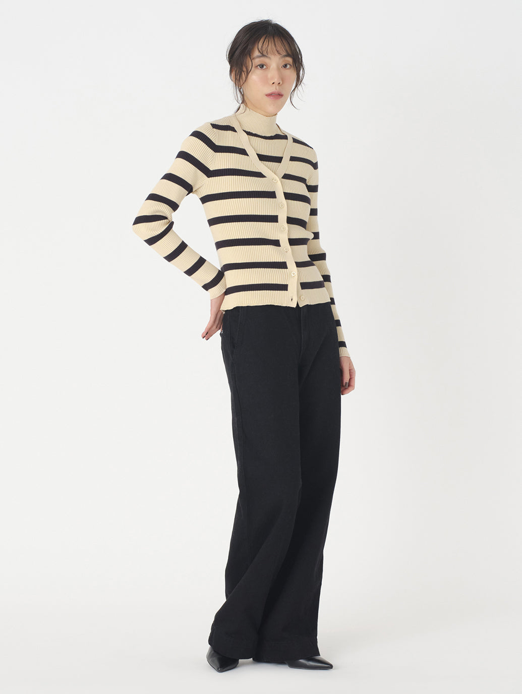 RIBCAGE WIDE LEG ジーンズ ブラック