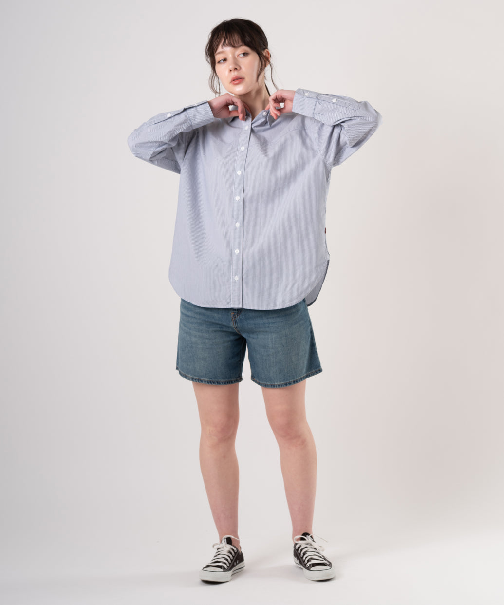 HIGH BAGGY ショートジーンズ ミディアムインディゴ