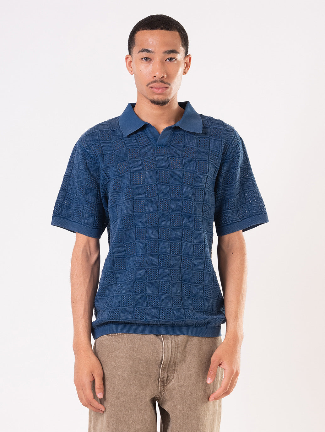 オープンカラーポロシャツ