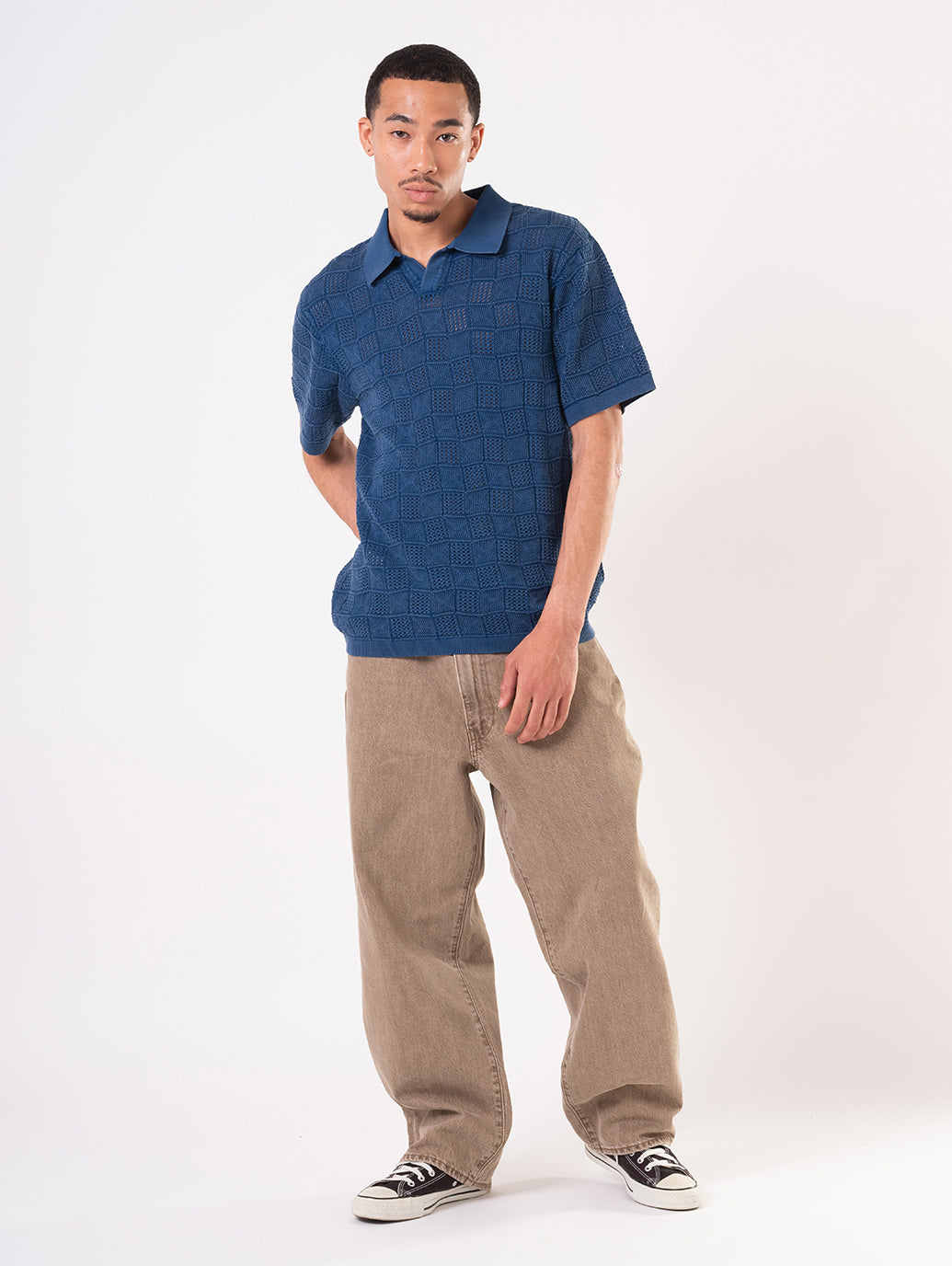 オープンカラーポロシャツ