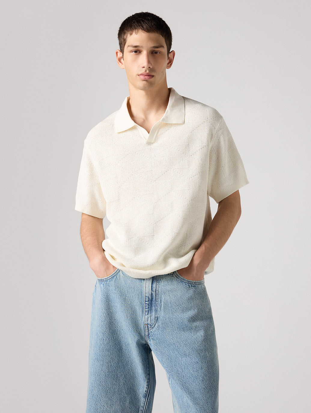 オープンカラー セーターポロ 