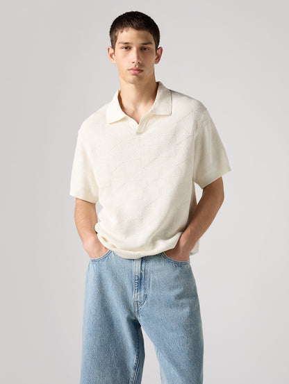 オープンカラー セーターポロ 