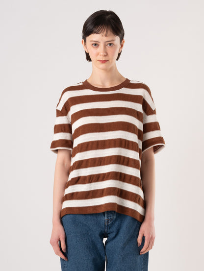 ストライプ ニットTシャツ 