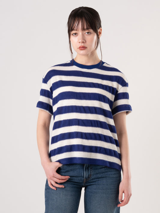 ストライプ ニットTシャツ 