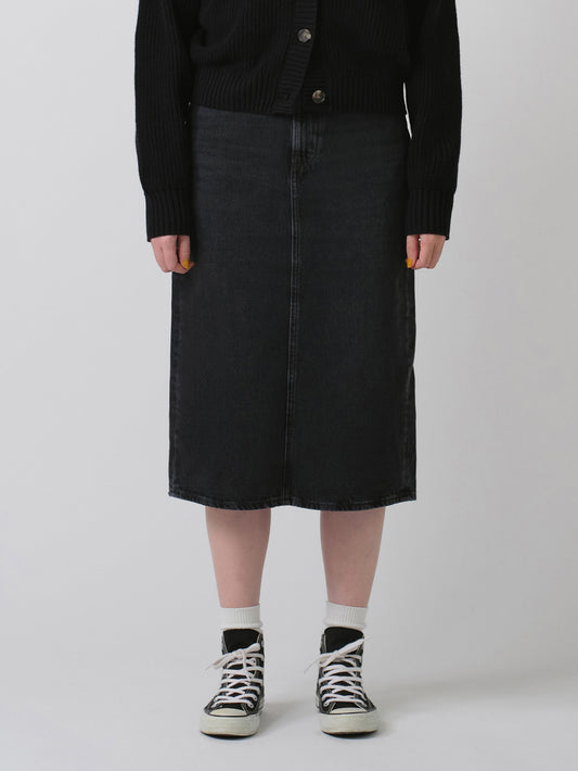 バックスリット デニム スカート ブラック
