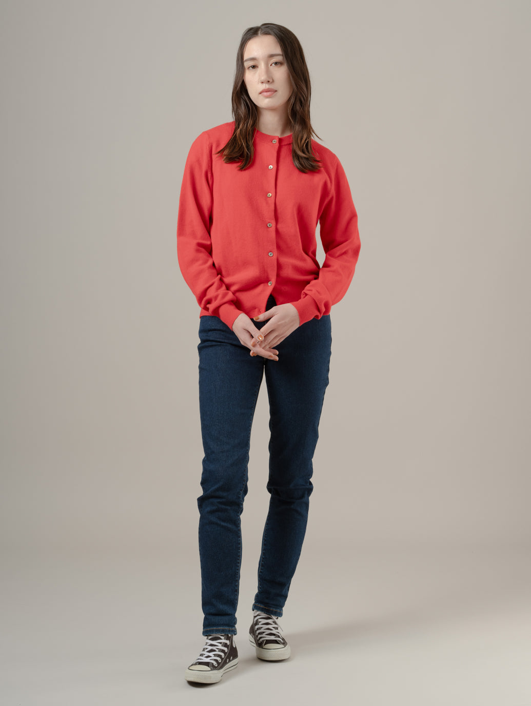 スーパーソフト クルーネックカーディガン