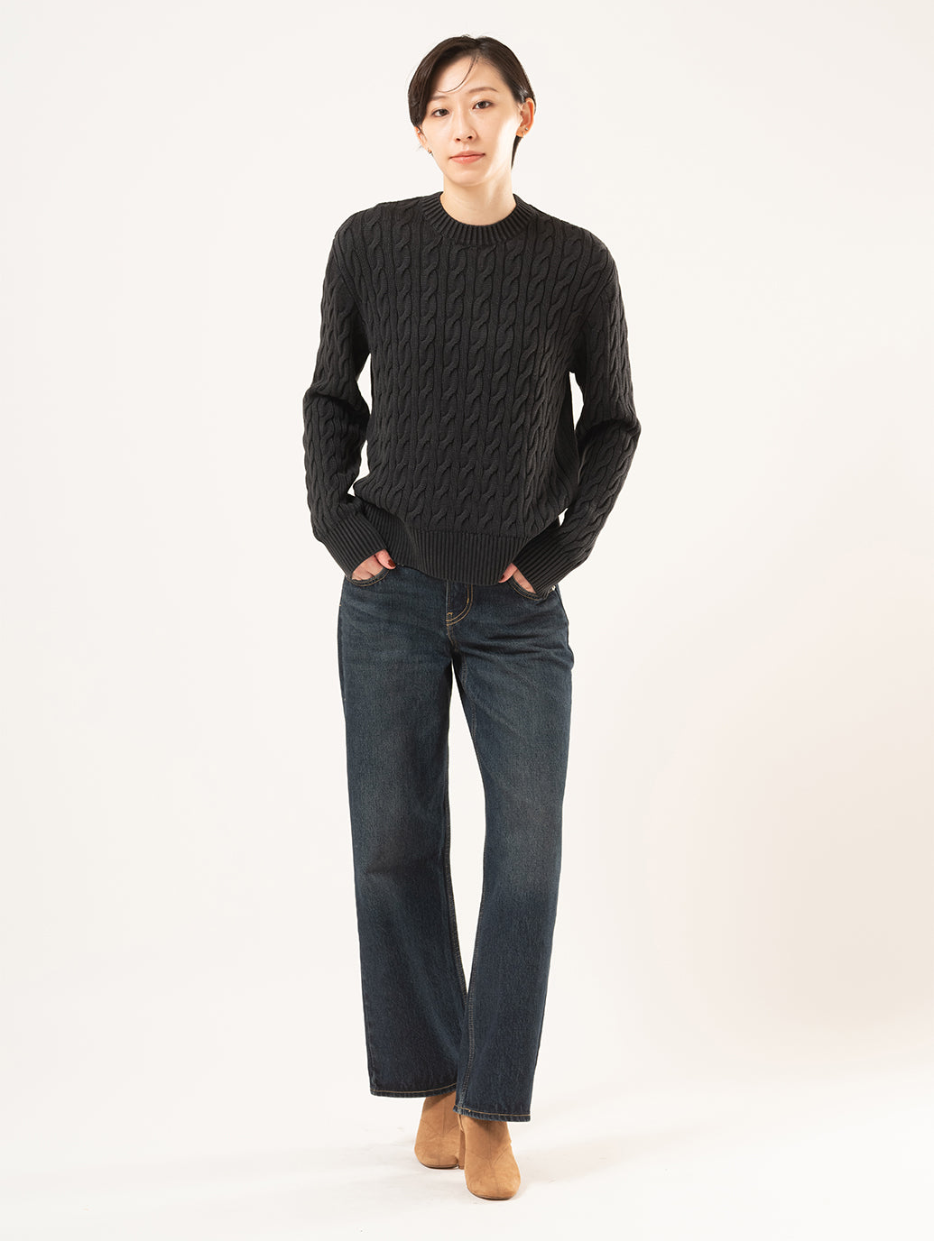 ボーイフレンド ケーブルクルーネック プルオーバー