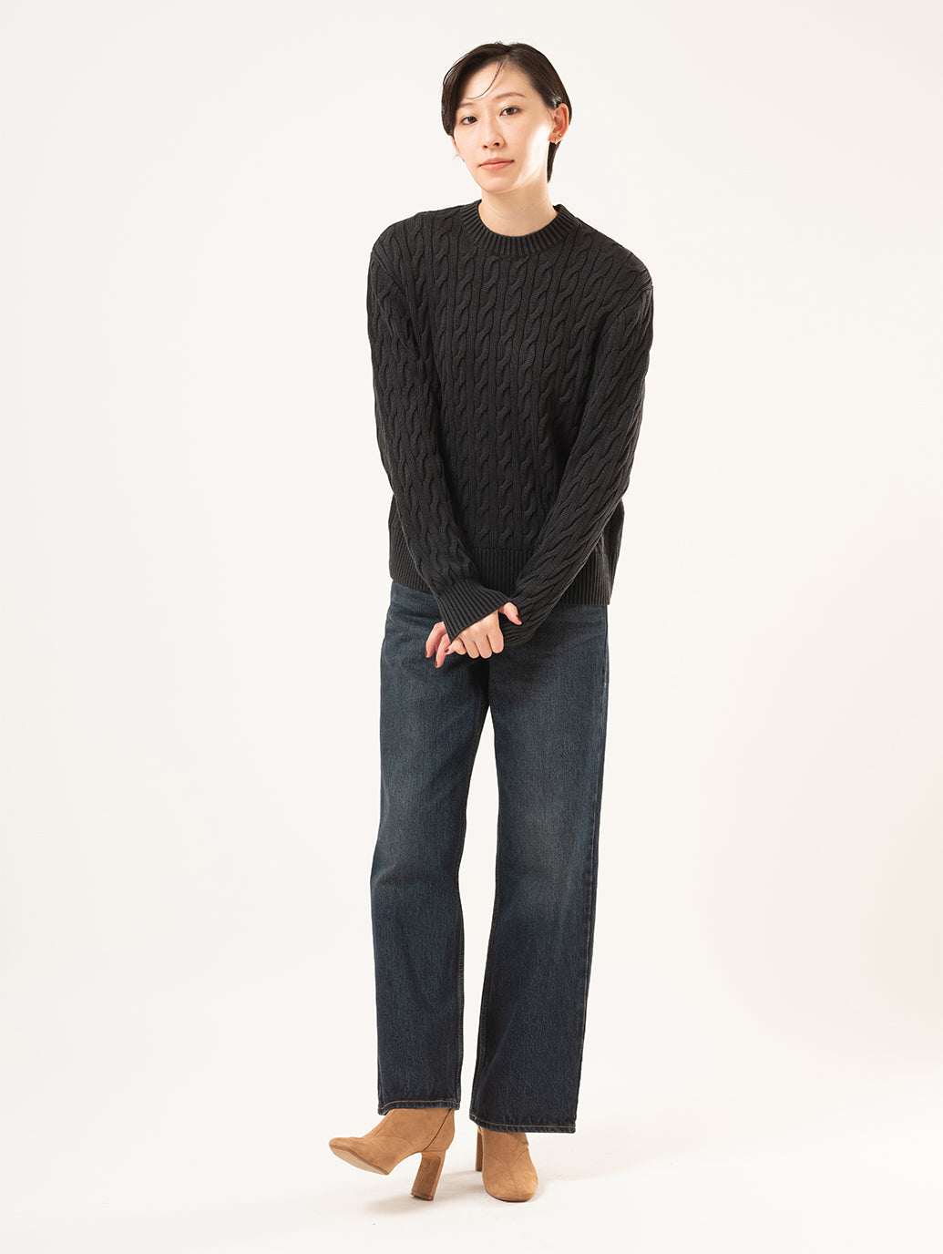ボーイフレンド ケーブルクルーネック プルオーバー