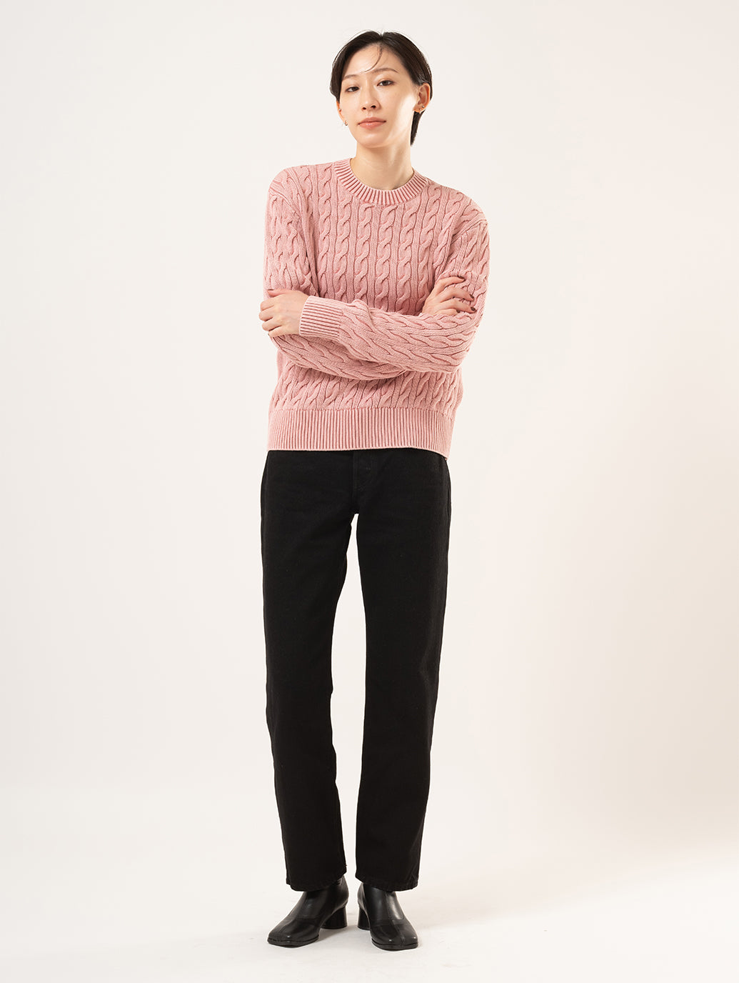 ボーイフレンド ケーブルクルーネック プルオーバー