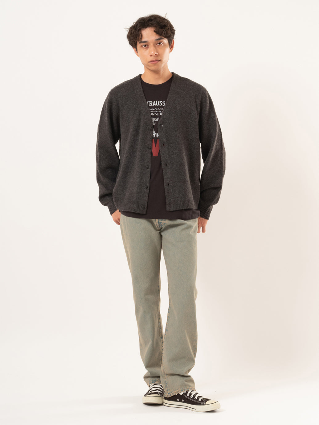 HYS グレー カーディガン WHISEL/ホワイセル】ロング丈カーディガン（グレー）【天竺