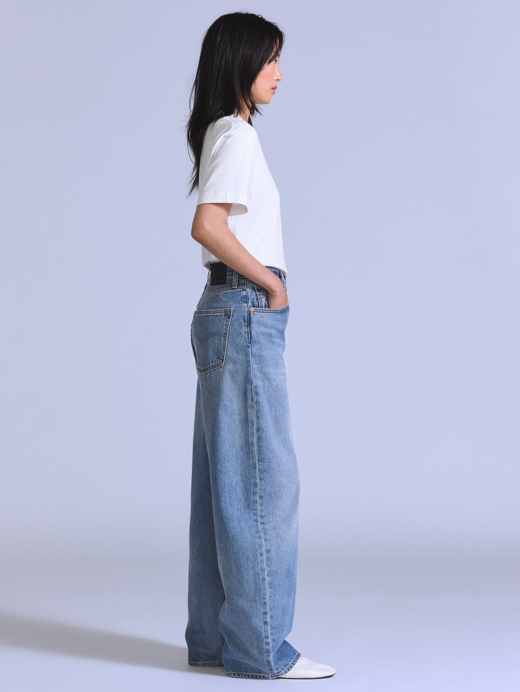 BLUETAB™ DROP バレルジーンズ ミディアムインディゴ