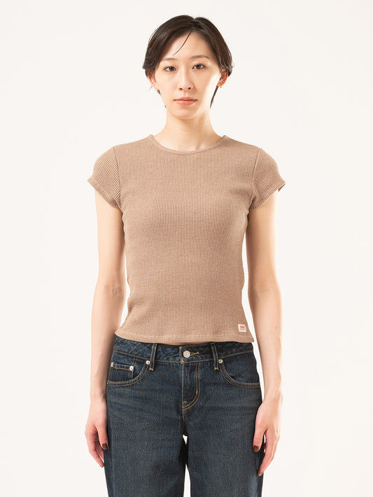 DRY GOODS WAFFLE CAP TEE TAUPE