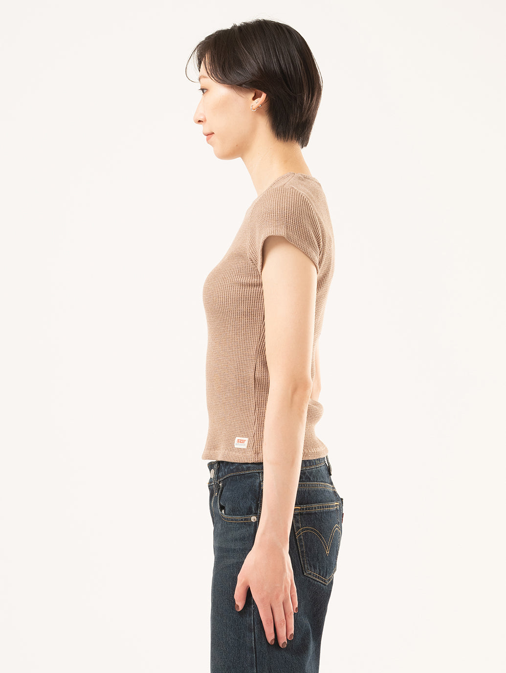 DRY GOODS WAFFLE CAP TEE TAUPE