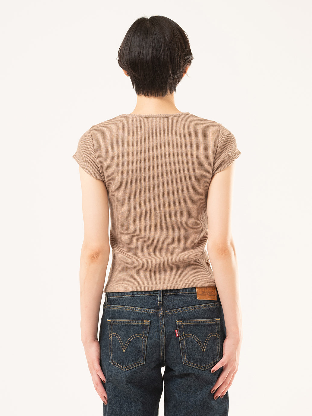 DRY GOODS WAFFLE CAP TEE TAUPE