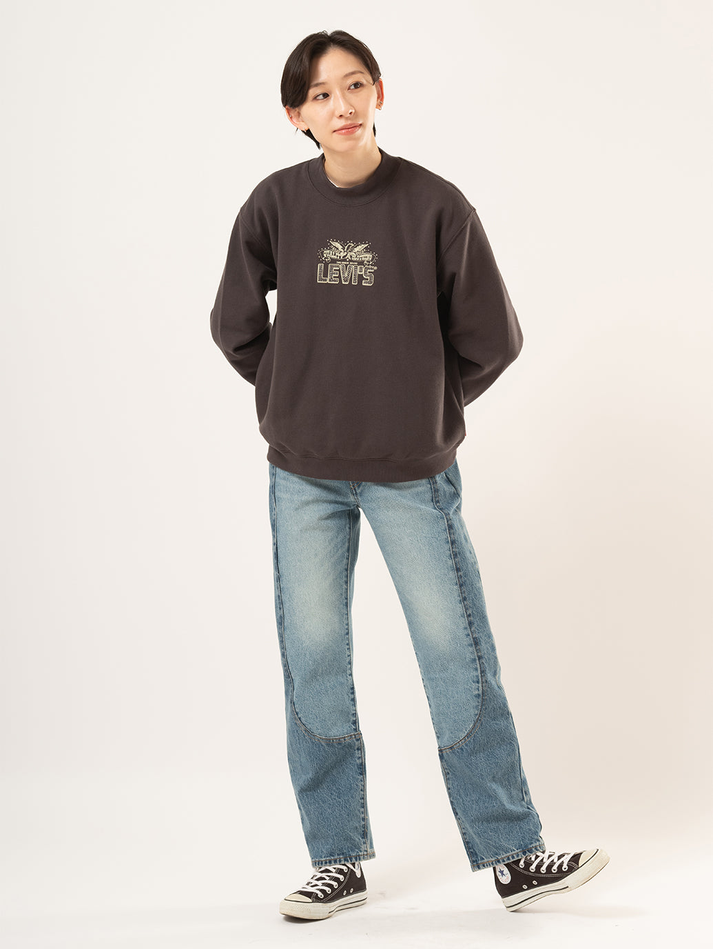 モックネックスウェットシャツ