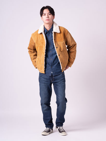 LEVI'S® LEATHER COLLECTION WESTERN SUEDE SHERPA TRUCKER JACKET