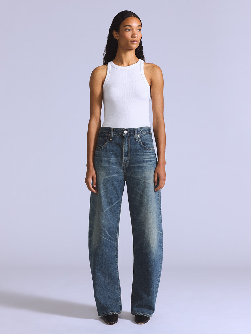 BLUETAB™ DROP バレルジーンズ ミディアムインディゴ MADE IN JAPAN