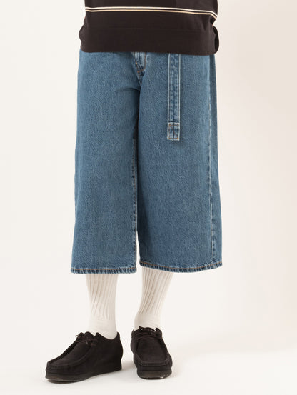 TWISTED BAGGY ジーンズ カプリ ミディアムインディゴ