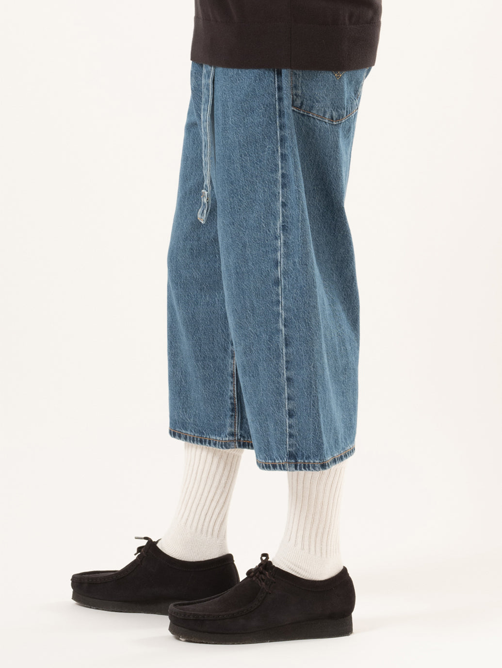 TWISTED BAGGY ジーンズ カプリ ミディアムインディゴ