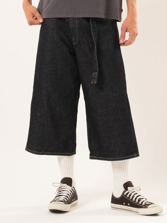 TWISTED BAGGY ジーンズ カプリ ダークインディゴ