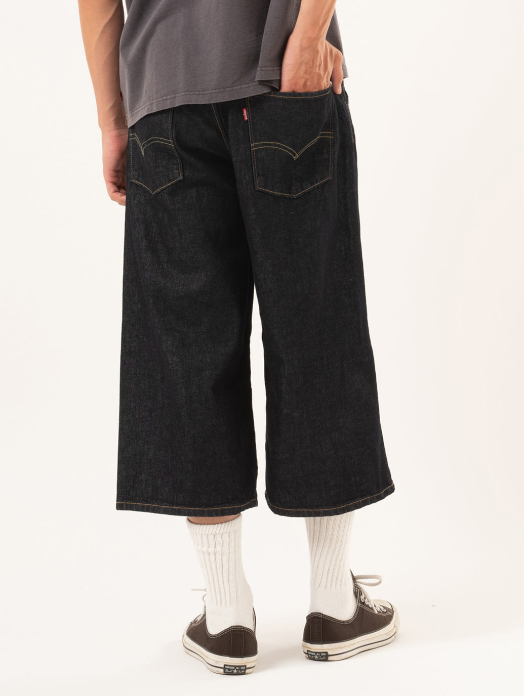 TWISTED BAGGY ジーンズ カプリ ダークインディゴ