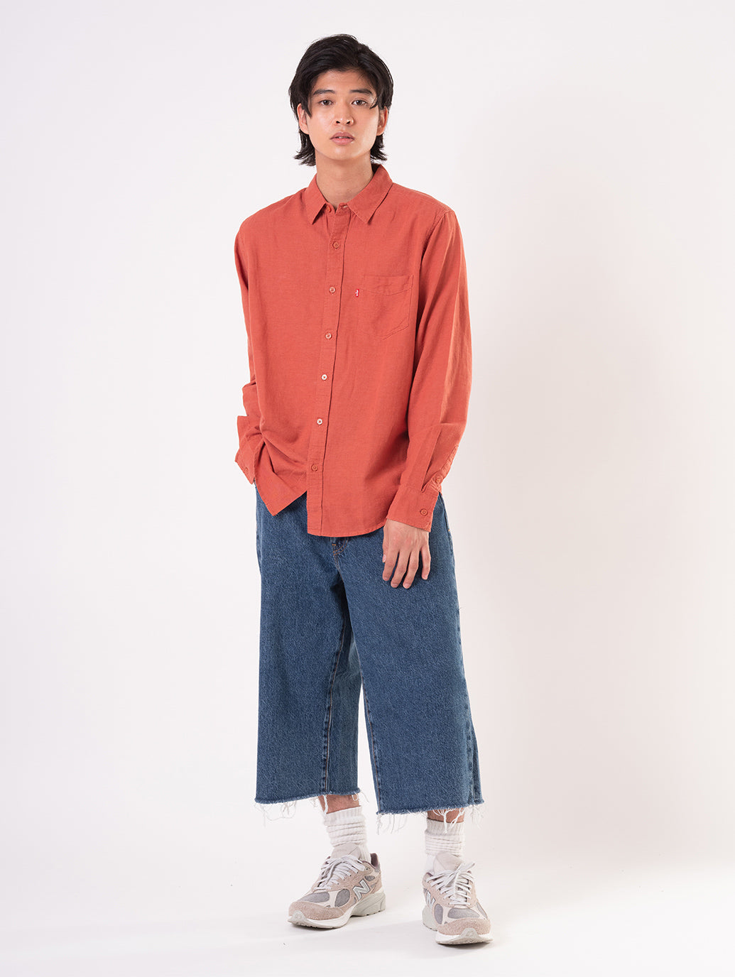 578™ バギージーンズ カプリ ミディアムインディゴ