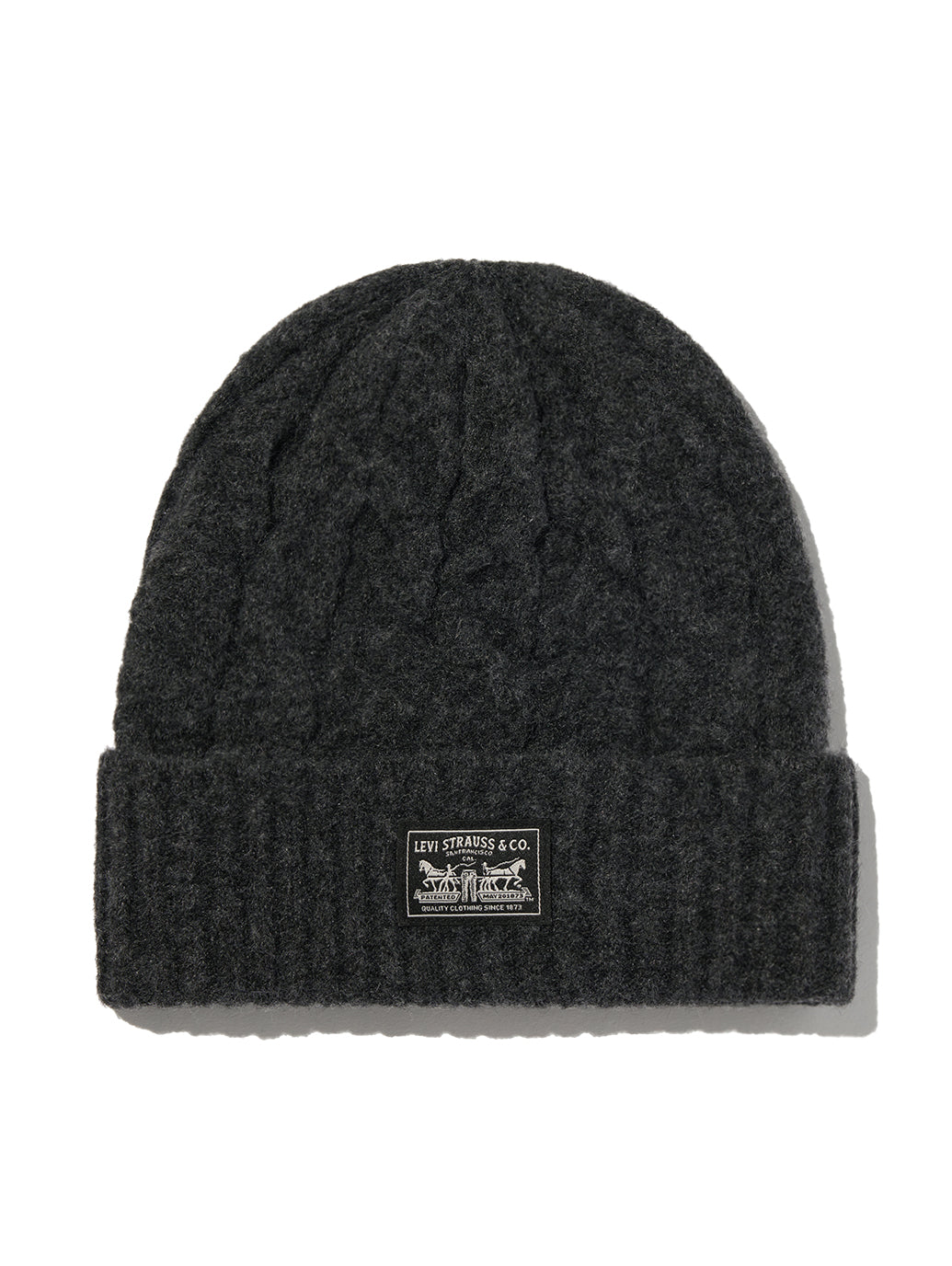 ケーブルニットバックパッチビーニー