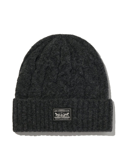 ケーブルニットバックパッチビーニー