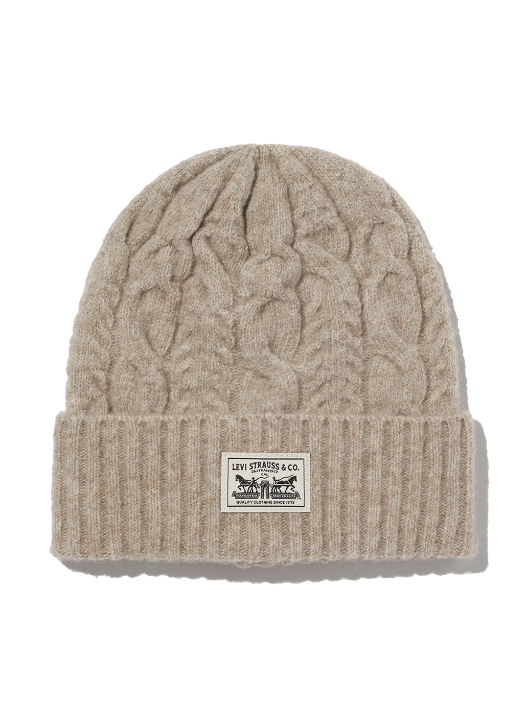 ケーブルニットバックパッチビーニー