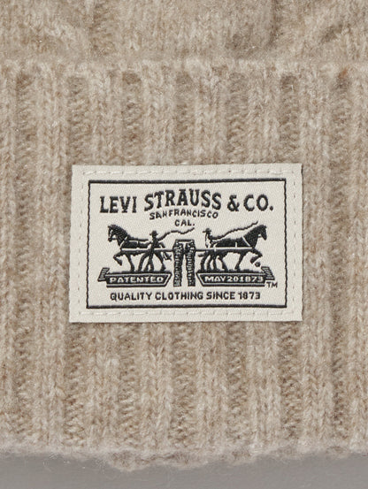 ケーブルニットバックパッチビーニー