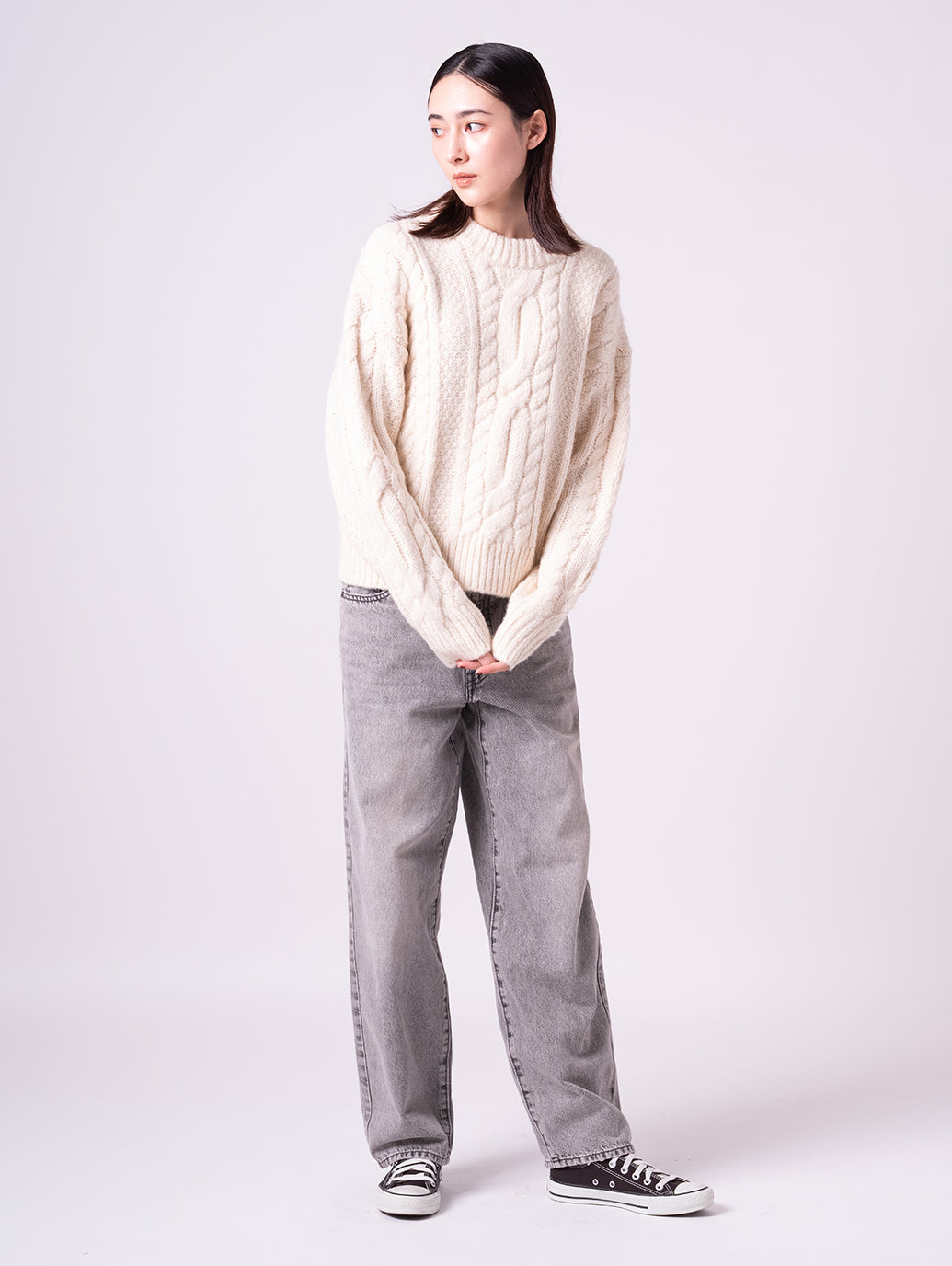 素敵❤︎Acne Studios アイボリー ケーブルニット 長袖 Acne Studios(アクネストゥディオス) ニット・セーター