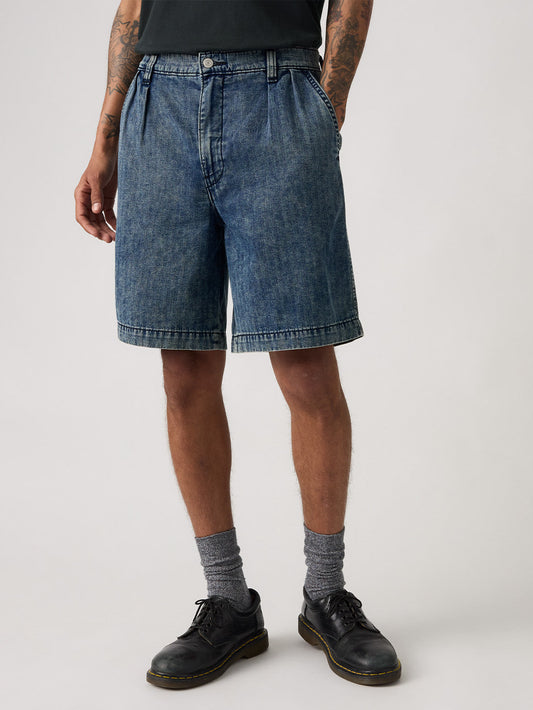 バギープリーツショーツ ミディアムインディゴ