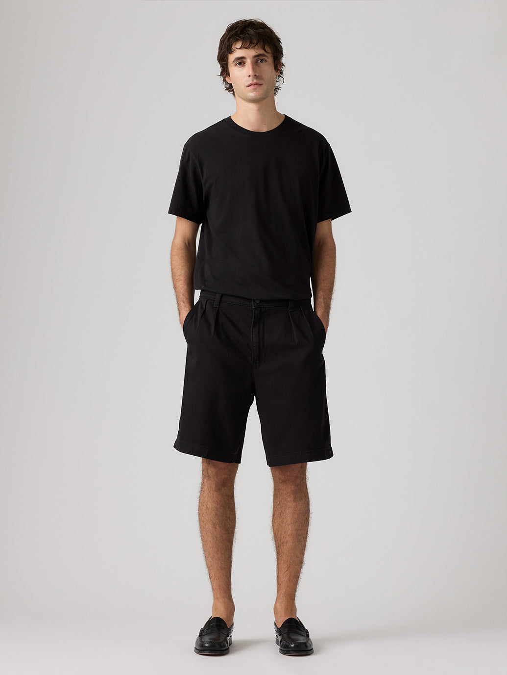 バギープリーツショーツ ブラック