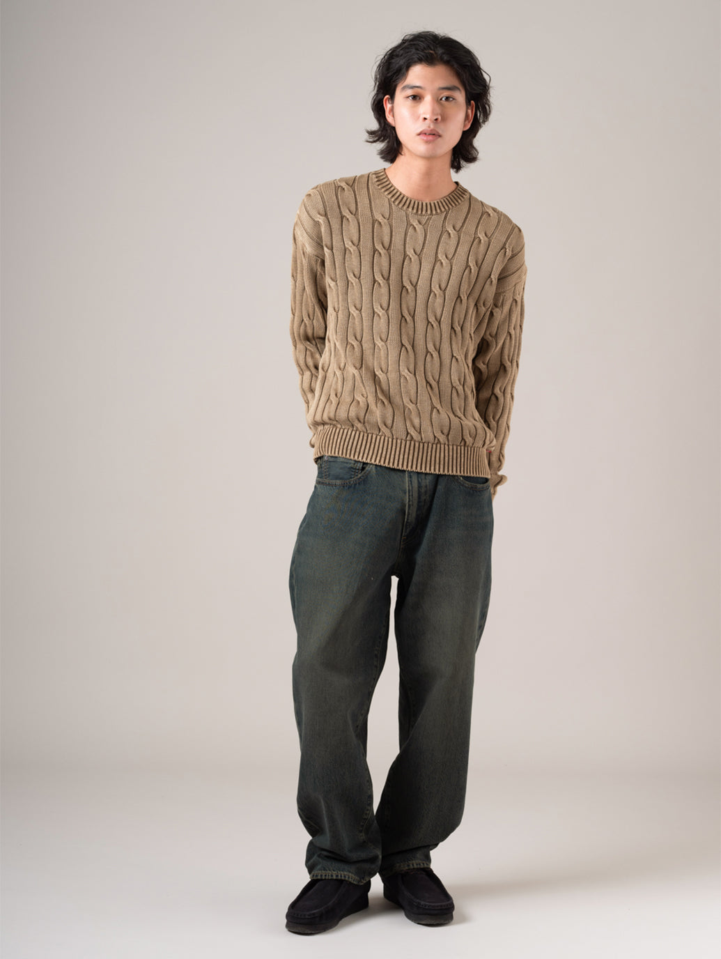 カーメルケーブルクルーセーター