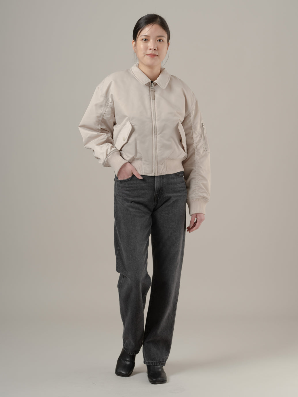 ボウイ クロップド ボンバージャケット