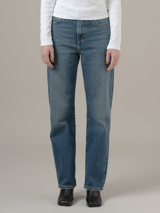 EASY DAD ジーンズ ミディアムインディゴ